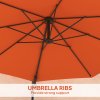 Outsunny 3 M Wall Mounted Garden Parasol Umbrella with Rotate, Outdoor Market Umbrella Sun Shade Canopy with 8 Ribs, Orange