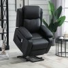 HOMCOM Riser and Recliner Chair with Massage, Power Lift Recliner Chair for Elderly with Remote Control, Extended Footrest, Dual Side Pockets, Overstuffed Electric Reclining Armchair, Black