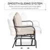 Outsunny 2-Person Outdoor Loveseat Glider Bench Rocking Chair for Patio, Garden, Yard, Porch with Armrest and Cushions, Khaki