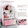 HOMCOM Kids Bookshelf Chest w/ Drawer with Wheels Baby Toy Wood Organizer Display Stand Storage Cabinet 80x34x130cm Pink