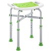 HOMCOM Shower Chair for the Elderly and Disabled, Adjustable Padded Shower Stool with Built-in Handle and Non-slip Suction Foot Pads, Green
