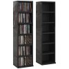 HOMCOM 204 CD Media Display Shelf Unit Set of 2 Blu-Ray Tower Rack w/ Adjustable Shelves Bookcase Storage Organiser, High Gloss Black