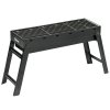 Outsunny Portable Charcoal Grill with Pull-Out Charcoal Basin, Folding Tabletop Barbecue, Compact Camping BBQ, Galvanised Metal, 73 x 20 x 35 cm, Black