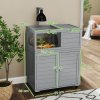 PawHut Tortoise House with Storage Cabinet, Wooden Tortoise Enclosure with Lamp Holder, Openable Top, Transparent Windows, Turtle Habitat for Indoor, Light Grey