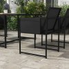 Outsunny 5 Piece Garden Dining Set, 4 Seater Outdoor Table and Chairs with Texteline Seat, Space Saving Cube Set with Foldable Backrest, Tempered Glass Table Top, for Patio, Black