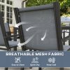 Outsunny 6 Seater Garden Dining Set with Stackable Armchairs, WPC Top Dining Table, Outdoor Table and Chairs, Garden Furniture Set, Light Grey