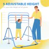 HOMCOM Kids Gymnastic Bar, Foldable Horizontal Bars w/ Adjustable Height, Training Bar w/ Triangle Base - Blue