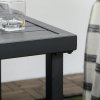 Outsunny Garden Side Table, 51x51cm Square Patio Coffee Table with Umbrella Hole, End Table with Steel Frame for Balcony, Black