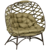 Outsunny Egg Chair Outdoor, 2 Seater Folding Weave Garden Furniture Chair with Cushion, Cup Pockets for Patio Balcony - Khaki
