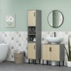 kleankin Under Sink Cabinet, Bathroom Sink Cabinet, Floor Basin Storage Cupboard with Double Doors and Shelf, 60 x 30 x 60 cm, Natural Tone