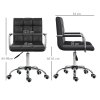 Vinsetto Office Chair, Makeup Vanity Chair, Mid Back Computer Chair, PU Leather Swivel Study Chair with Adjustable Height, Armrest and Rolling Wheels
