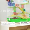 PawHut 5 Tier Hamster Cage Carrier Habitat with Exercise Wheels Tunnel Tube Water Bottle Dishes House Ladder for Dwarf Mice, Green