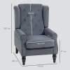 HOMCOM Retro Accent Chair, Velvet Wingback Armchair with Wood Frame Button Tufted Design for Living Room Bedroom, Grey
