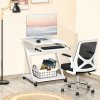 HOMCOM Movable Computer Desk with 4 Moving Wheels Sliding Keyboard Tray Home Office Workstation 