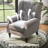 HOMCOM Retro Accent Chair, Linen Wingback Armchair with Wood Frame Button Tufted Design for Living Room Bedroom, Grey