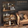 HOMCOM 5 Tier Bookcase, Industrial Book Shelf with 2 Drawers and Metal Frame, Bookshelf for Home Office, Study, Living Room, Brown