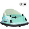 AIYAPLAY Kids Bumper Car, 360 Rotation 12V Waltz Car, Battery Powered Ride-On Toy with Remote Control, Dual Joystick, Music, USB, LED Lights, Horn, for Ages 1.5-5 Years, Green