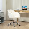 HOMCOM Office Chair, Teddy Fleece Swivel Computer Desk Chair, Makeup Vanity Seat with Adjustable Height for Home Study Bedroom, Cream White