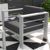 Outsunny 5-Piece Garden Corner Sofa Set with Cushions, 6 Seater Aluminium Garden Furniture Set with Glass Top Coffee Table, Patio Sectional Conservatory Furniture for Patio & Terrace, Light Grey