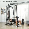 SPORTNOW 3-In-1 Smith Machine, Multifunctional Power Cage with Dual Cable Pulley System, Chest Press Station, 17-Level Squat Rack and Barbell Bar, Home Gym System
