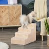 PawHut Dog Steps for Sofa, 4 Steps Dog Stairs, Pet Stairs, with Washable Plush Cover, for Small Breeds, Cats - Beige