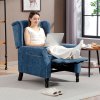 HOMCOM Recliner Armchair, Vintage Reclining Chair with Nail Head Trim, Wingback Chair with Button Tufted Back and Footrest, for Living Room, Royal Blue