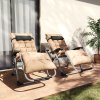 Outsunny 2 Piece Reclining Zero Gravity Chair Metal Frame Folding Garden Sun Lounger with Cushion Headrest, Khaki