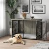 PawHut Dog Crate Furniture, Dog Cage End Table with Large Top, Soft Washable Cushion, Lockable Front Door, Wire Mesh Ventilation, Indoor Pet Crate for Extra Large Sized, 118 x 75 x 82cm - Grey
