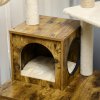 PawHut Cat Tree with Litter Box Enclosure, 2-in-1 Cat Tower for Indoor Cats with Cat House, Scratching Post, Hammock, Cushion, Rustic Brown