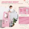 HOMCOM Kids Step Stool, Adjustable Standing Platform, Toddler Kitchen Stool , Standing Tower for Kids, Kitchen Counter with Three Adjustable Heights - Pink