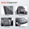 HOMCOM Massage Recliner Chair with Remote, PU Leather Recliner Armchair with Cup Holders and Side Pockets, Racing Style Reclining Chair with Headrest, 360° Swivel, Lumbar Support, Grey