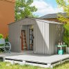 Outsunny 9 x 6ft Metal Garden Shed, Outdoor Storage Tool House with Ventilation Slots, Foundation Kit and Lockable Double Doors, Silver Grey
