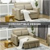 HOMCOM 2 Seater Sofa Bed, Convertible Bed Settee, Modern Fabric Loveseat Sofa Couch with 2 Cushions, Side Pockets for Living Room, Guest Room, Light Brown