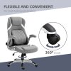 Vinsetto High Back Executive Office Chair, Fabric Office Desk Chair with Flip-up Armrests, Adjustable Lumbar Support and Tilt Function, Grey