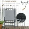 Outsunny Garden Bistro Set, 3 Pieces Table and Chairs Set, Outdoor Garden Furniture with Foldable Breathable Mesh Fabric Armchairs & Glass Top Coffee Table, Light Grey
