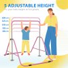 HOMCOM Kids Gymnastic Bar, Foldable Horizontal Bars w/ Adjustable Height, Training Bar w/ Triangle Base - Pink