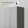 HOMCOM 2 Door Wardrobe for Bedroom, Double Wardrobe with Shelves and Hanging Rail, Modern Bedroom Furniture, Grey
