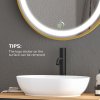 kleankin Round Bathroom LED Mirror, Dimmable Lighted Wall-Mounted Mirror with 3 Temperature Colours, Time Display, Memory Function, Hardwired, Gold