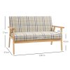 HOMCOM Modern Two Seater Sofa for Living Room, Linen Fabric Small Couch with Rubber Wood Frame, Armrests, Lattice Pattern, Upholstered Loveseat, Beige