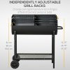 Outsunny Trolley Charcoal BBQ Barbecue Grill Cooker with 3-Level Adjustable Height Grill Nets, Patio Outdoor Garden Heating Heat Smoker with Wheels, 90 x 45 x 96 cm, Black