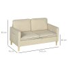HOMCOM Two Seater Sofa for Living Room, Modern Fabric Couch with Wood Legs and 2 Pockets for Bedroom and Home Office