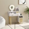 HOMCOM Dressing Table with Mirror, Vanity Table with Adjustable LED Lights, Makeup Desk with 5 Drawers and 5 Shelves, White