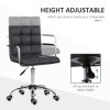 Vinsetto Office Chair, Makeup Vanity Chair, Mid Back Computer Chair, PU Leather Swivel Study Chair with Adjustable Height, Armrest and Rolling Wheels
