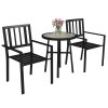 Outsunny 3 Piece Patio Bistro Set, Garden Dining Set with Plastic Top, 2 Stackable Chairs, Galvanised Steel Frame, Outdoor Dining Set for Balcony, Deck, Grey