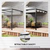 Outsunny 3 x 3(m) Outdoor Lean To Pergola Retractable Canopy Wall Mounted Gazebo Patio Shelter Sun Shade, Grey