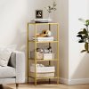 HOMCOM 4-Tier Shelving Unit, Modern Glass Shelf, Bookshelf, Storage Rack for Living Room, Home Office, Bedroom, Bathroom, 40 x 30 x 97 cm, Gold Tone