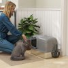 PawHut Stainless Steel Litter Tray with Plasma Deodoriser System, 65L Extra Large Enclosed Litter Box with Lid High, Sided Wall and Scoop for Larger Cats, Easy to Clean & Odour-Resistant, Grey