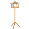 PawHut Wooden Bird Table Free Standing Feeder Garden Sheltered Feeding Station Parrot Stand Birdhouse 40x113cm