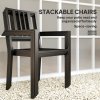 Outsunny Set of 4 Garden Chairs, Stackable Outdoor Chairs with Metal Slatted Seat & Backrest, for Yard, Garden, Black