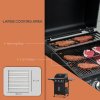 Outsunny 3 Burner Gas BBQ, Outdoor Grill, Portable Barbecue Trolley with Warming Rack, Side Shelves, Storage Cabinet, Thermometer, Carbon Steel, Black